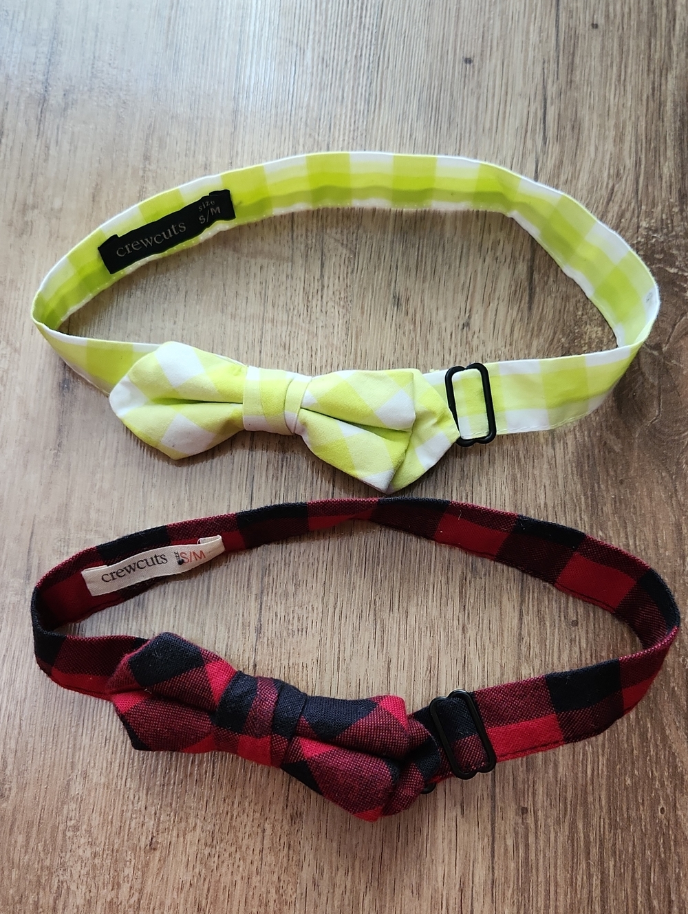 Crewcuts Boys Bow Ties - Yellow Neon & Red Black Plaid Size S/M